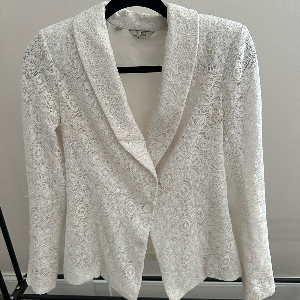 Guess Ivory Lace Women's Blazer